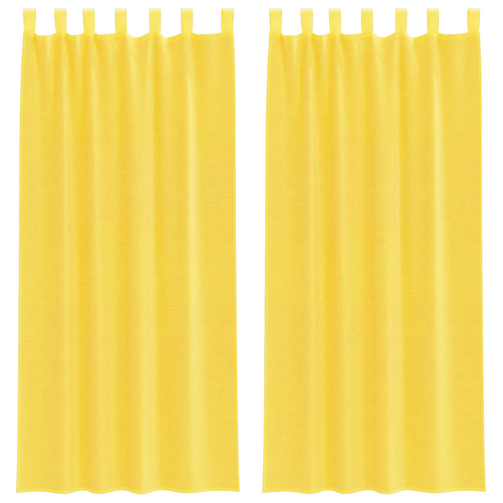Vidaxl Gardinen Voile mit Stangentaschen 2 Stück gelb