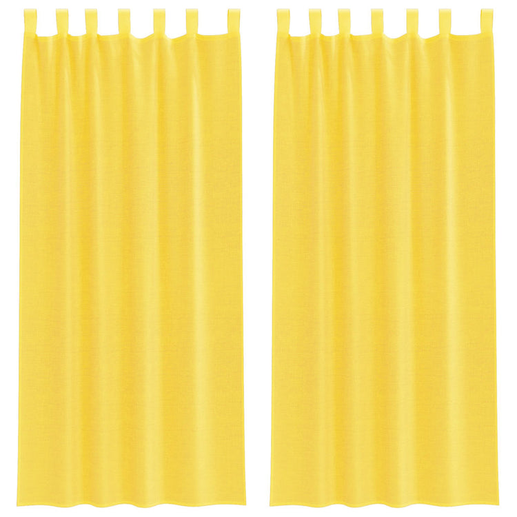 Vidaxl Gardinen Voile mit Stangentaschen 2 Stück gelb