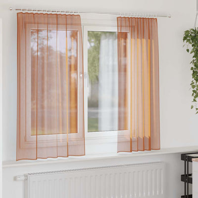 Vidaxl Voile-Vorhänge mit Stangentaschen, 2 Stück, Terrakotta