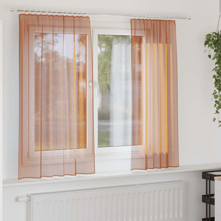 Vidaxl Voile-Vorhänge mit Stangentaschen, 2 Stück, Terrakotta