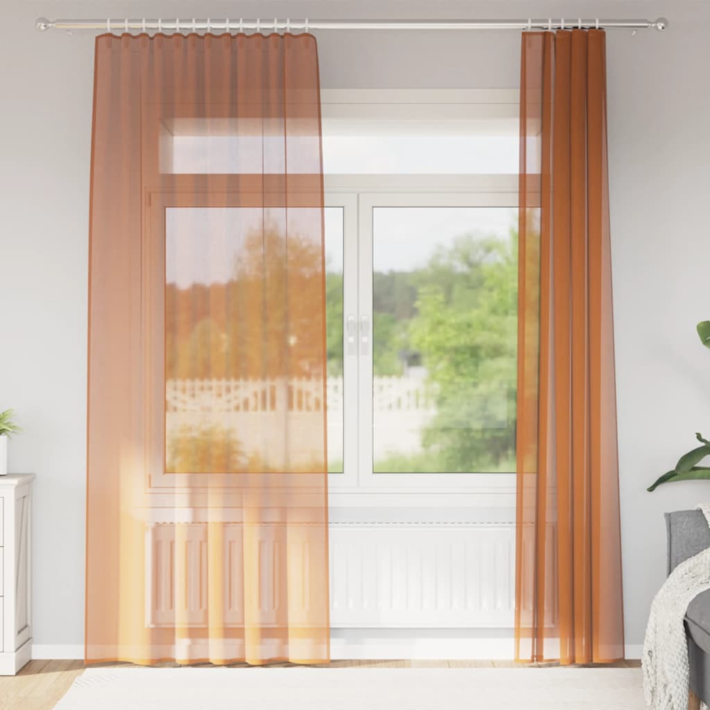 Vidaxl Voile-Vorhänge mit Stangentaschen, 2 Stück, Terrakotta