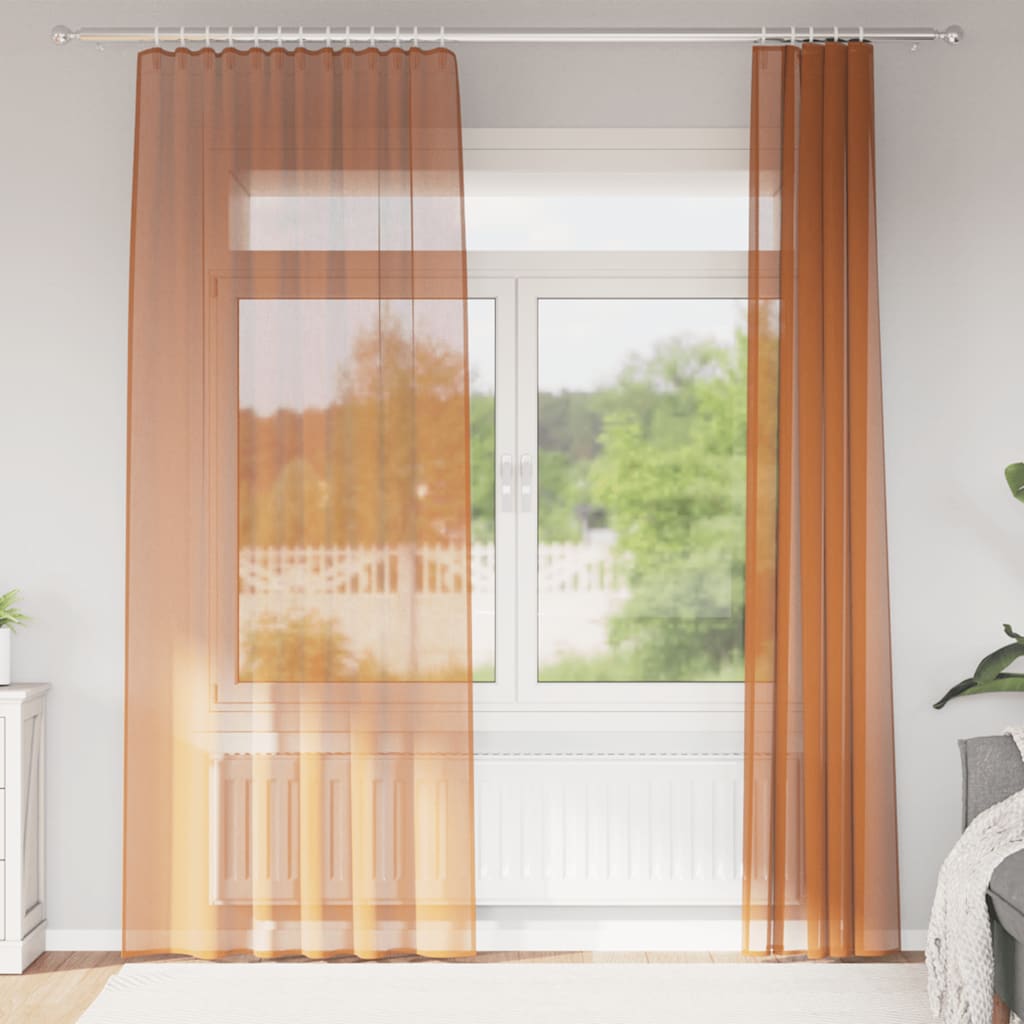 Vidaxl Voile-Vorhänge mit Stangentaschen, 2 Stück, Terrakotta