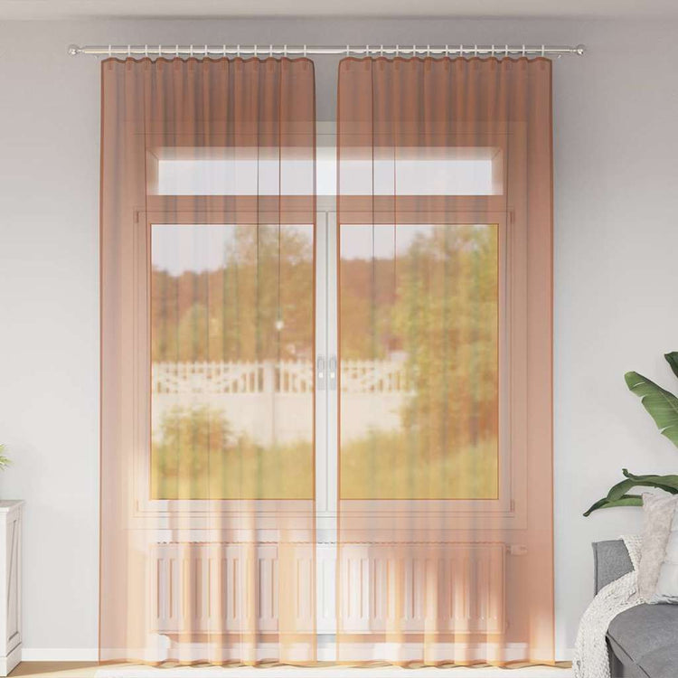 Vidaxl Voile-Vorhänge mit Stangentaschen, 2 Stück, Terrakotta