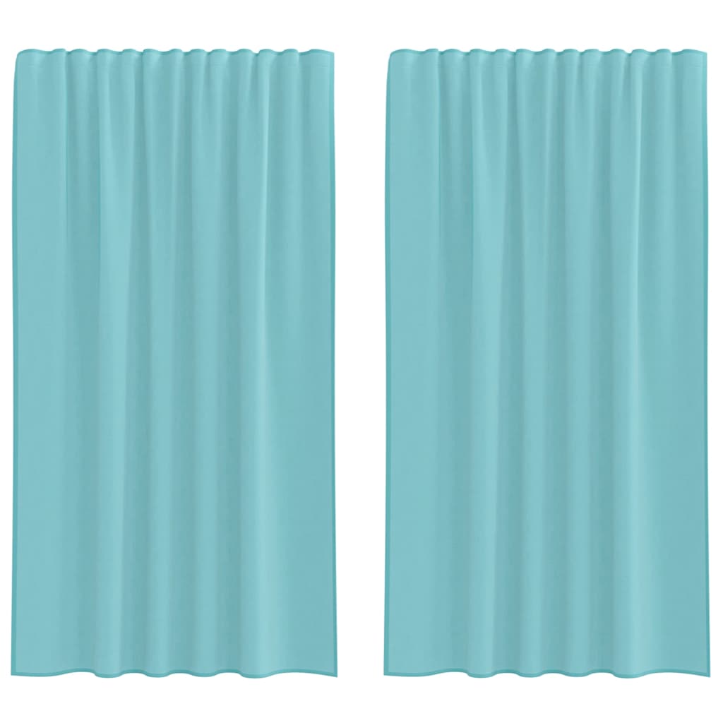 Vidaxl Gardinen Voile mit Stangentaschen 2 Stück Türkis