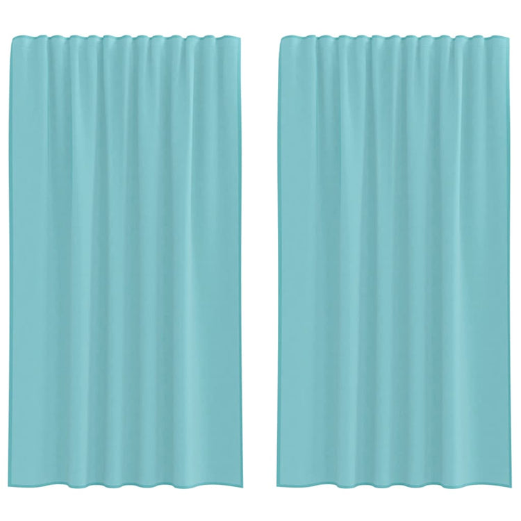 Vidaxl Gardinen Voile mit Stangentaschen 2 Stück Türkis