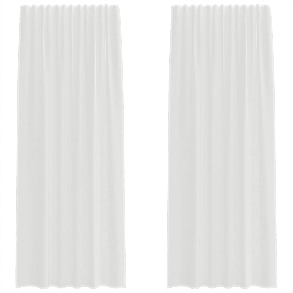 Vidaxl Gardinen Voile mit Stangentaschen 2 Stück weiß