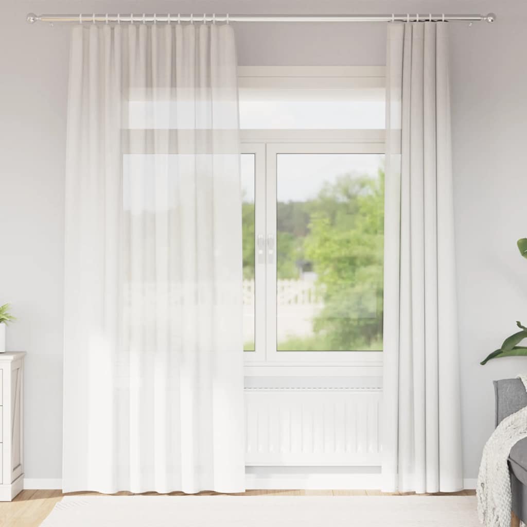 Vidaxl Gardinen Voile mit Stangentaschen 2 Stück weiß