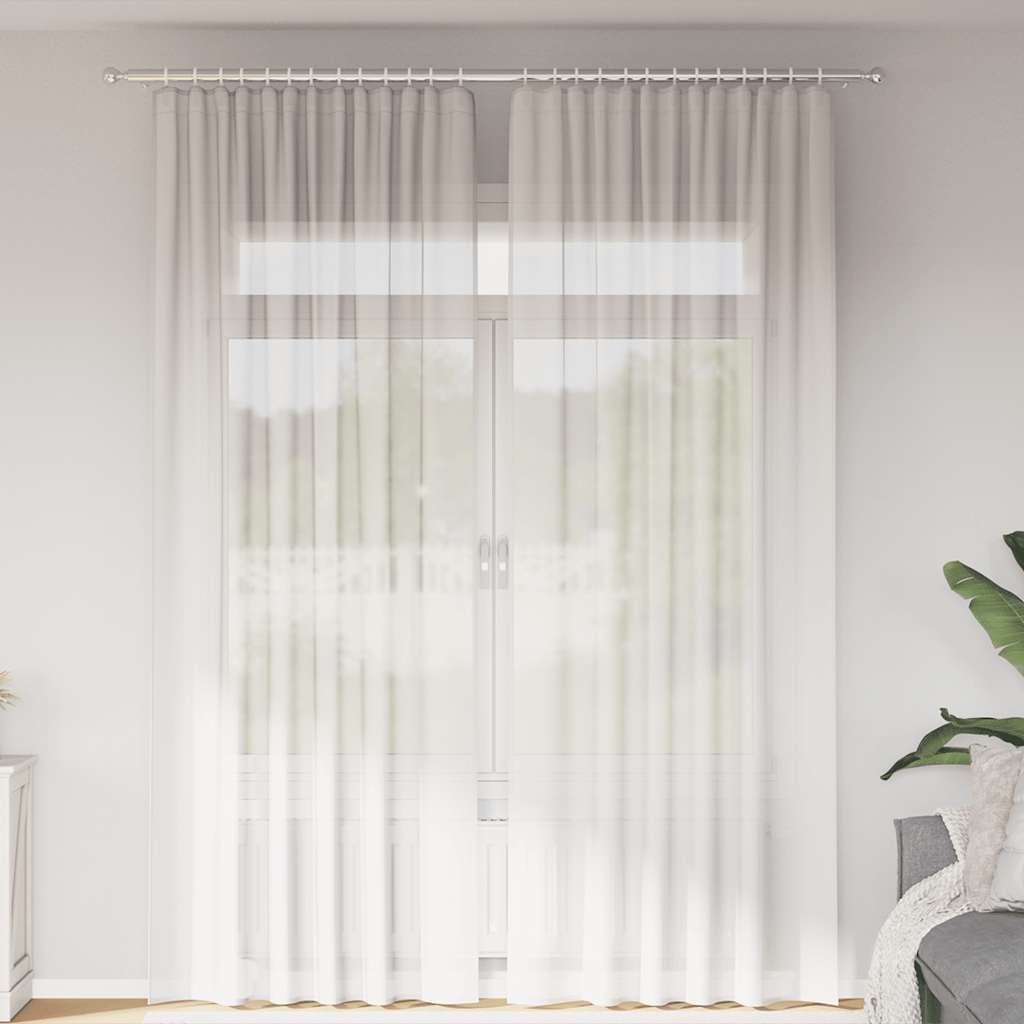 Vidaxl Gardinen Voile mit Stangentaschen 2 Stück weiß