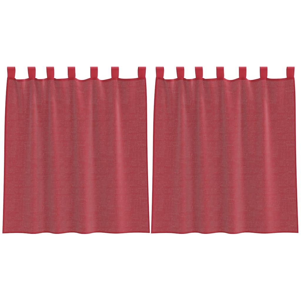 Vidaxl Gardinen Voile mit Stangentaschen 2 Stück weinrot