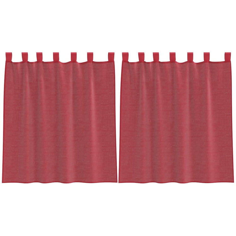 Vidaxl Gardinen Voile mit Stangentaschen 2 Stück weinrot