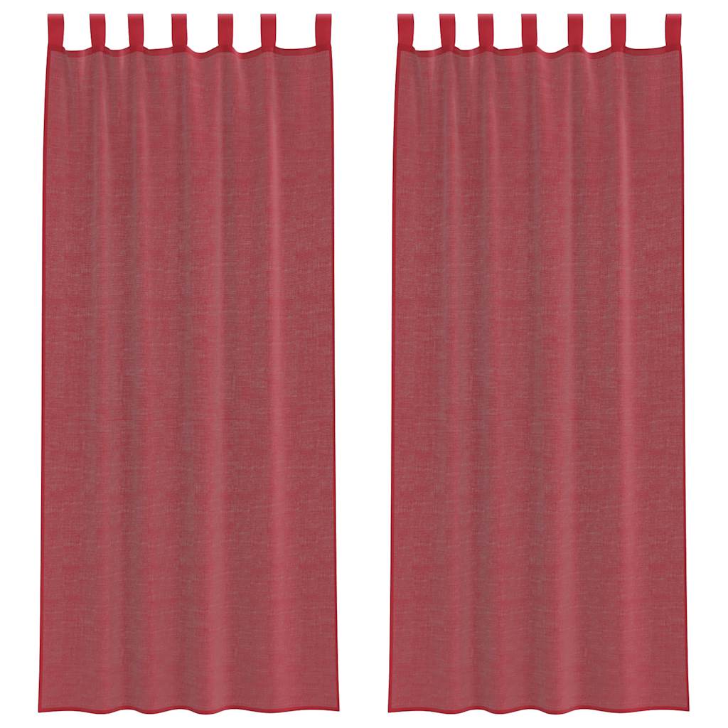 Vidaxl Gardinen Voile mit Stangentaschen 2 Stück weinrot
