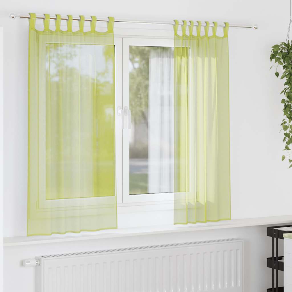 VidaXL Vorhänge Voile mit Lippe 2 Stück Apfelgrün