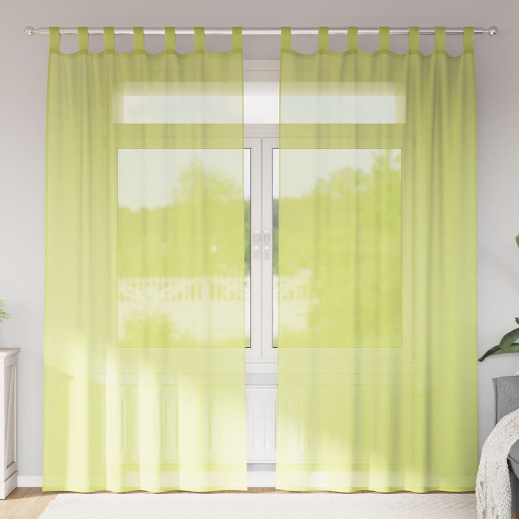 VidaXL Vorhänge Voile mit Lippe 2 Stück Apfelgrün