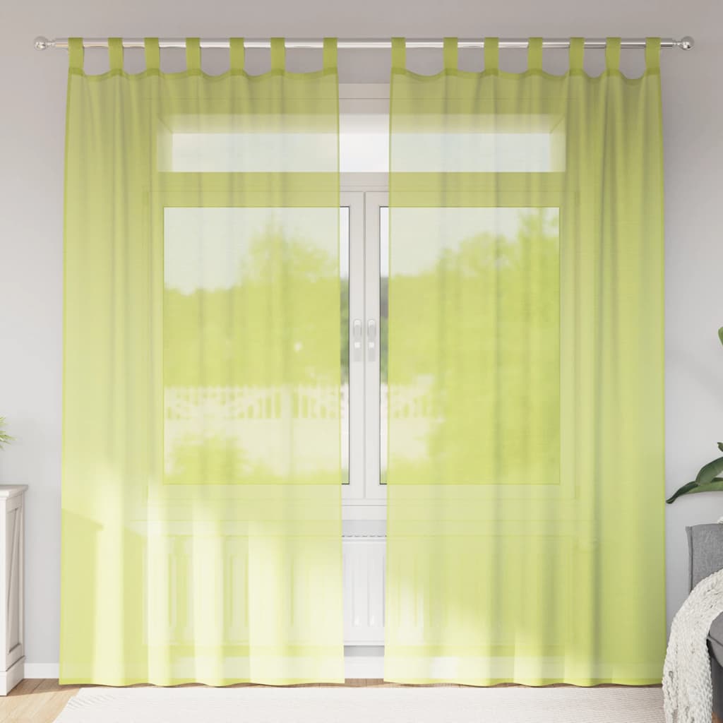 VidaXL Vorhänge Voile mit Lippe 2 Stück Apfelgrün