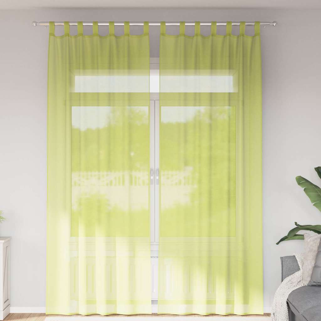 VidaXL Vorhänge Voile mit Lippe 2 Stück Apfelgrün