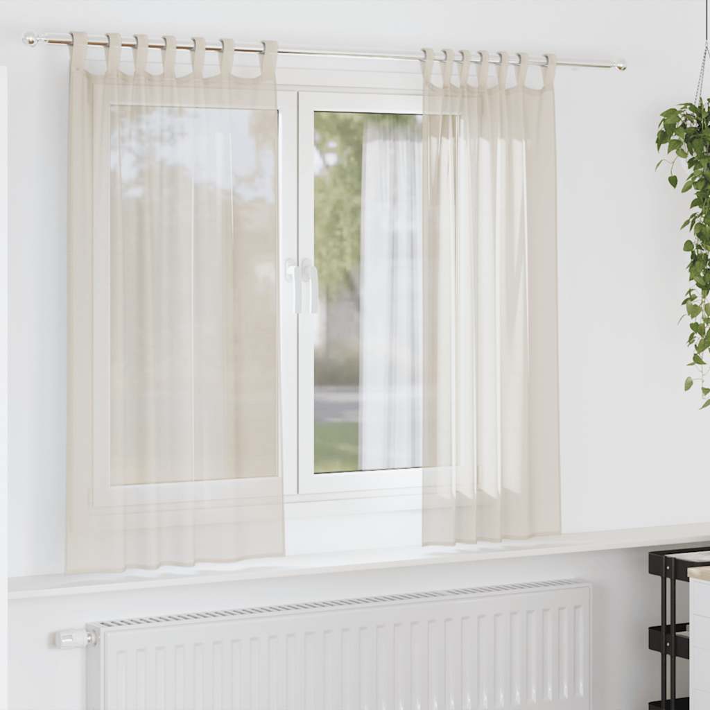 Vidaxl Gardinen Voile mit Schlaufenverschluss 2 Stück cremefarben