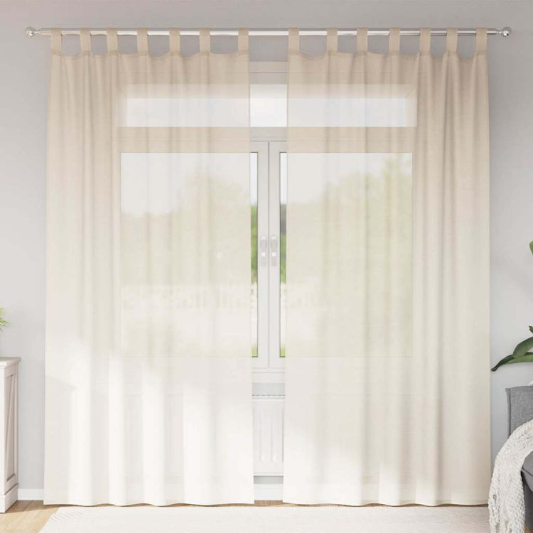 Vidaxl Gardinen Voile mit Schlaufenverschluss 2 Stück cremefarben