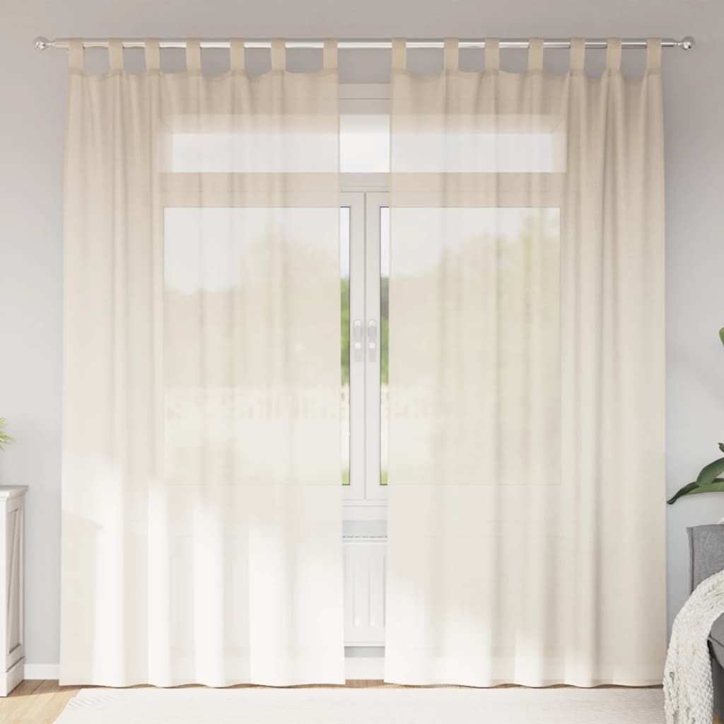Vidaxl Gardinen Voile mit Schlaufenverschluss 2 Stück cremefarben