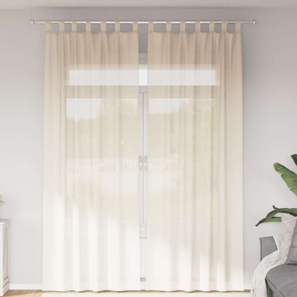 Vidaxl Gardinen Voile mit Schlaufenverschluss 2 Stück cremefarben