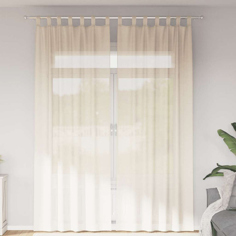 Vidaxl Gardinen Voile mit Schlaufenverschluss 2 Stück cremefarben
