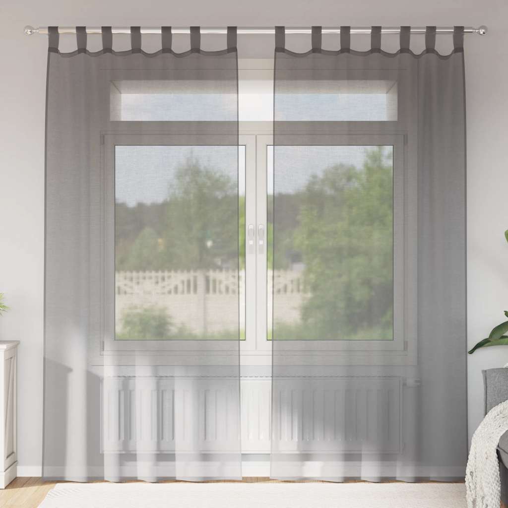 Vidaxx Gardinen Voile mit Schlaufen 2 Stück 140x245 cm dunkelgrau
