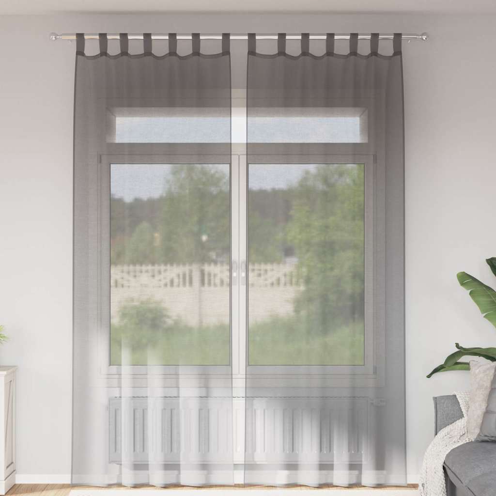 Vidaxx Gardinen Voile mit Schlaufen 2 Stück 140x260 cm dunkelgrau