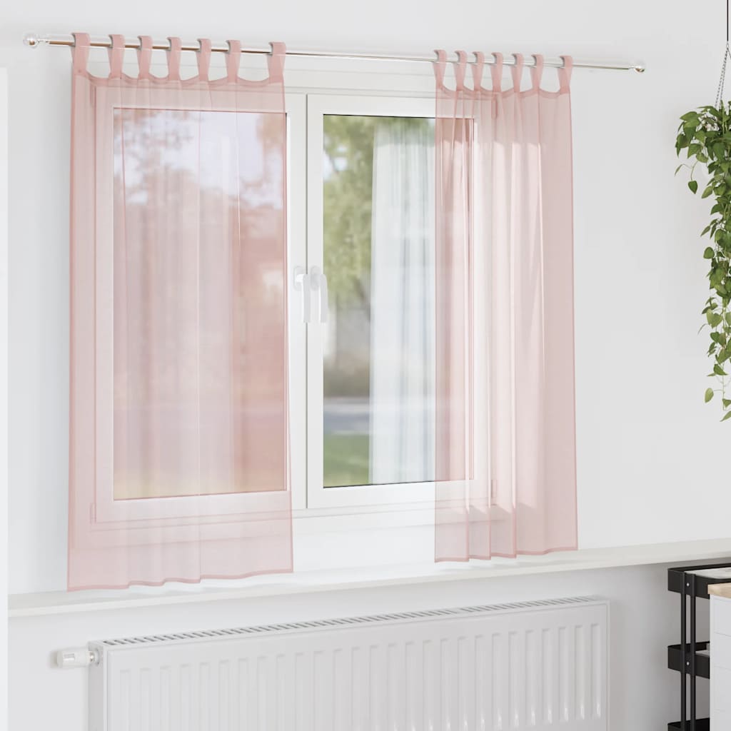 Vidaxx Gardinen Voile mit Schlaufen 2 Stück 140x140 cm hellrosa
