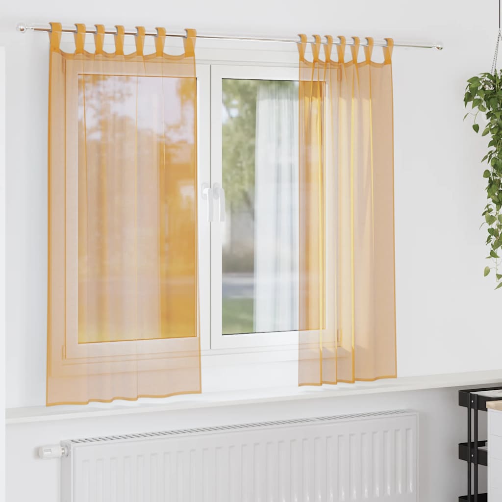 Vidaxx Gardinen Voile mit Schlaufen 2 Stück 140x140 cm Orange