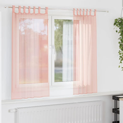 Vidaxx Gardinen Voile mit Schlaufen 2 Stück 140x140 cm rosa