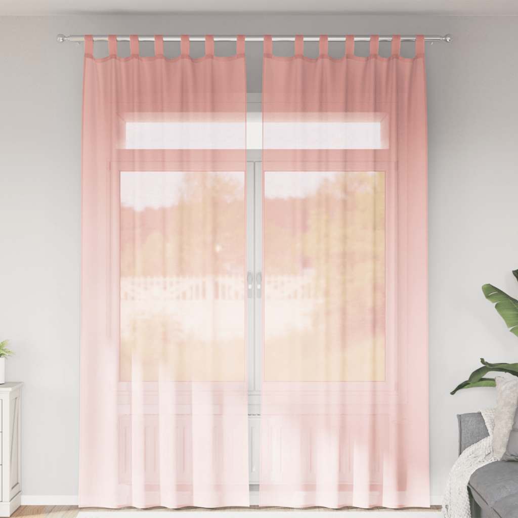 Vidaxx Gardinen Voile mit Schlaufen 2 Stück 140x260 cm rosa