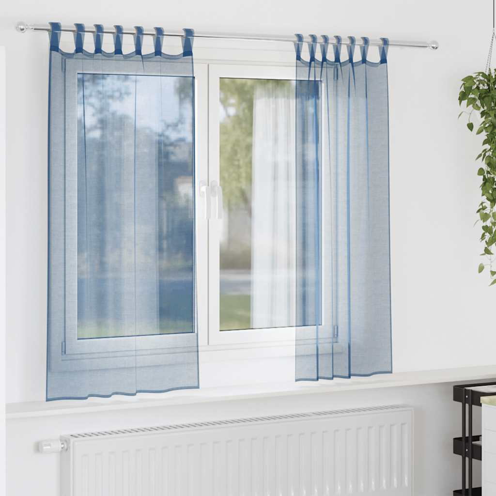 Vidaxx Gardinen Voile mit Schlaufen 2 Stück 140x140 cm Königsblau