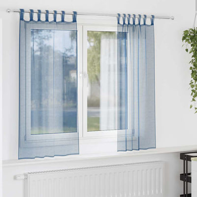 Vidaxx Gardinen Voile mit Schlaufen 2 Stück 140x140 cm Königsblau