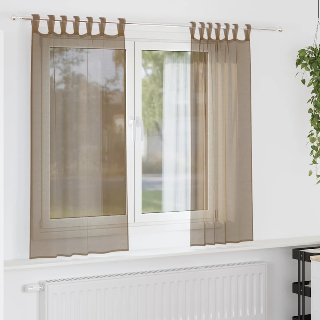 Vidaxx Gardinen Voile mit Schlaufen 2 Stück 140x140 cm Hellbraun