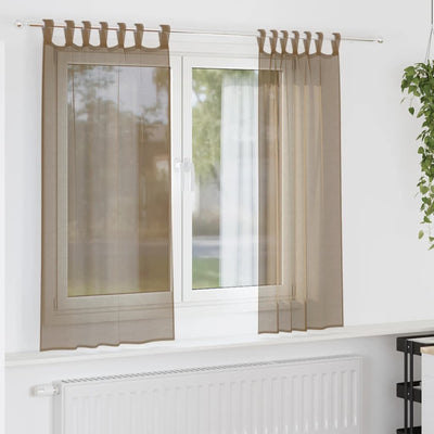 Vidaxx Gardinen Voile mit Schlaufen 2 Stück 140x140 cm Hellbraun