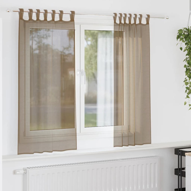 Vidaxx Gardinen Voile mit Schlaufen 2 Stück 140x140 cm Hellbraun