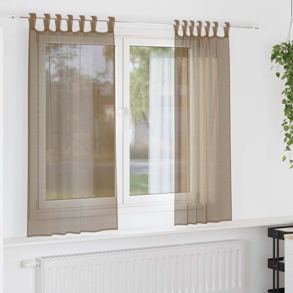 Vidaxx Gardinen Voile mit Schlaufen 2 Stück 140x175 cm hellbraun