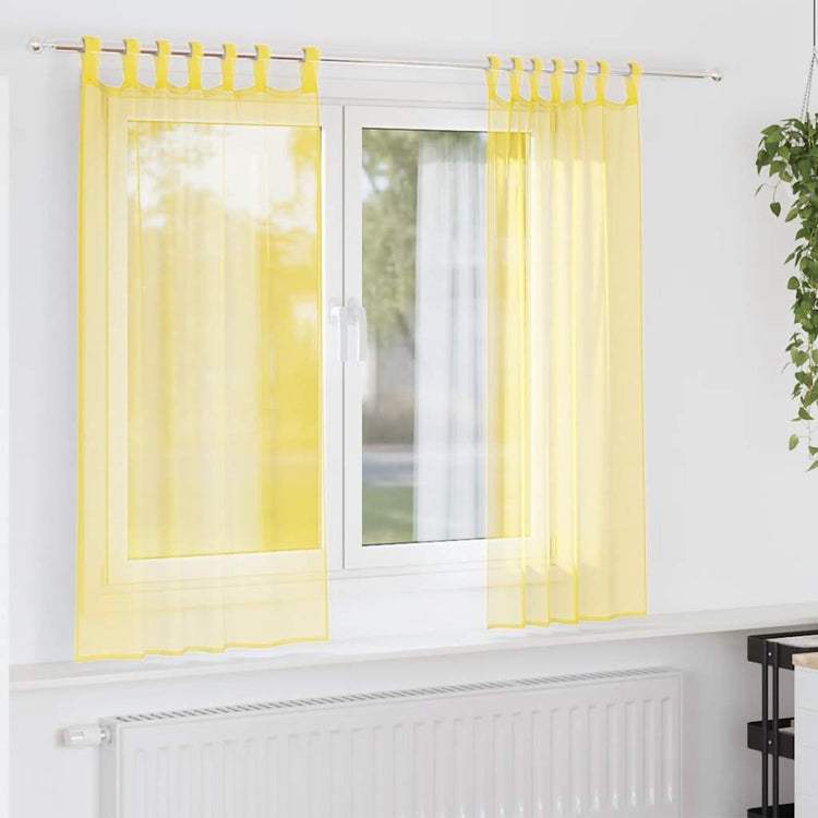 Vidaxx Gardinen Voile mit Schlaufen 2 Stück 140x140 cm Gelb
