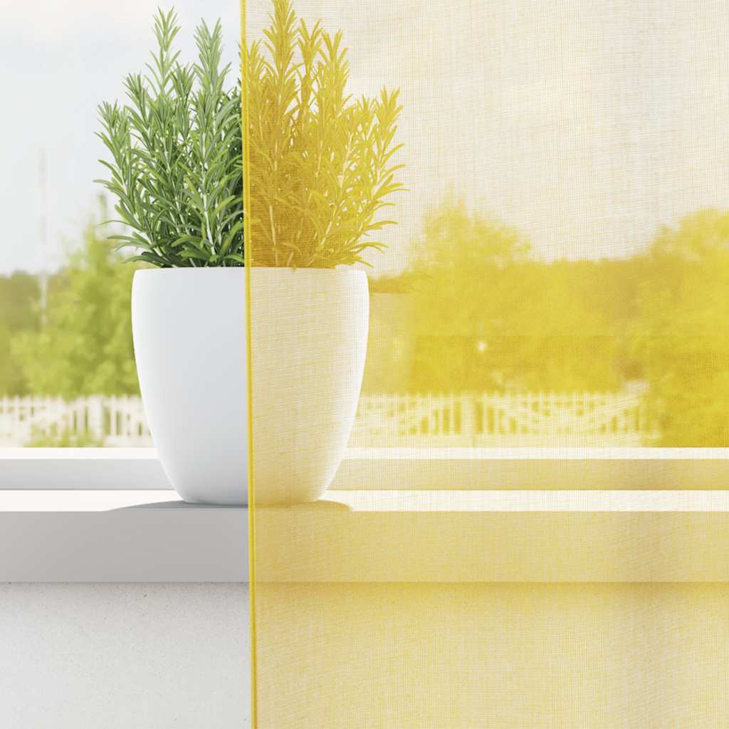 Vidaxx Gardinen Voile mit Schlaufen 2 Stück 140x225 cm Gelb