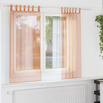 Vidaxx Gardinen Voile mit Schlaufen 2 Stück Terrakotta 140x175 cm