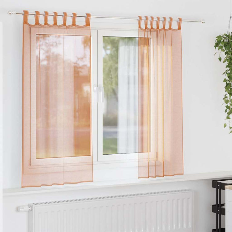 Vidaxx Gardinen Voile mit Schlaufen 2 Stück Terrakotta 140x175 cm