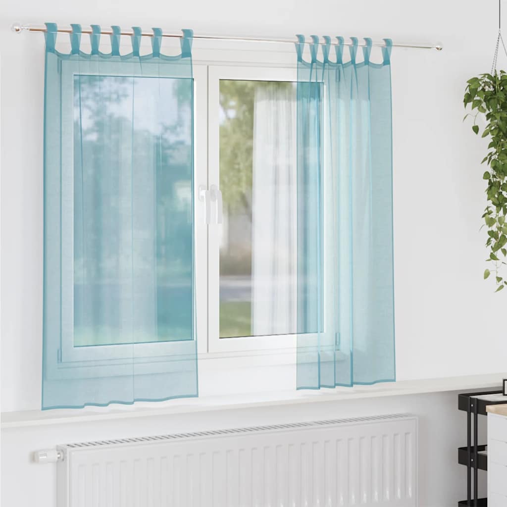 Vidaxx Gardinen Voile mit Schlaufen 2 Stück 140x140 cm Türkis
