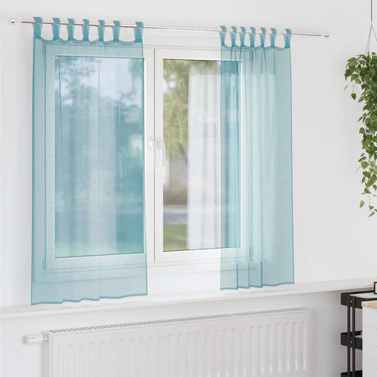 Vidaxx Gardinen Voile mit Schlaufen 2 Stück 140x175 cm Türkis