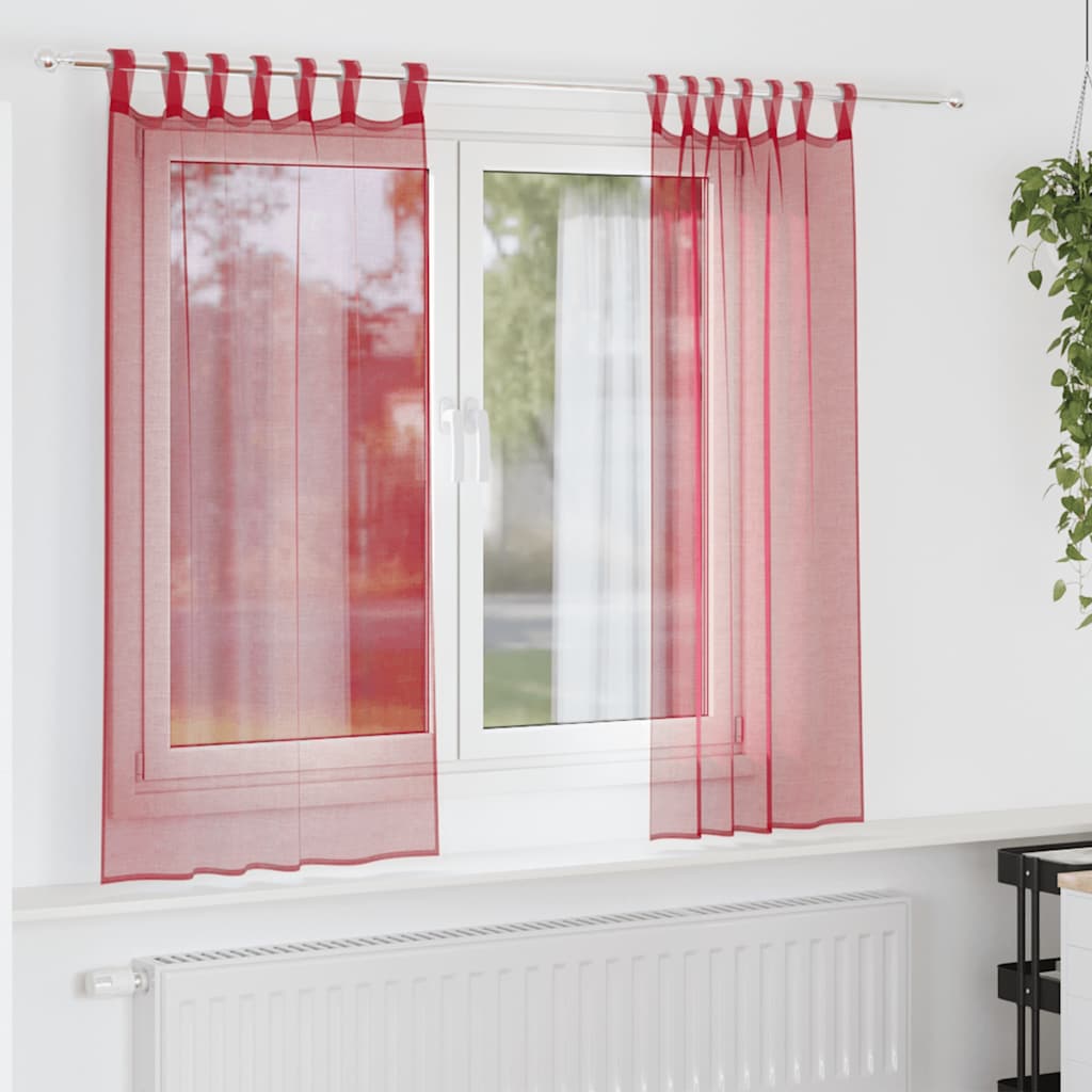 Vidaxx Gardinen Voile mit Schlaufen 2 Stück 140x175 cm weinrot