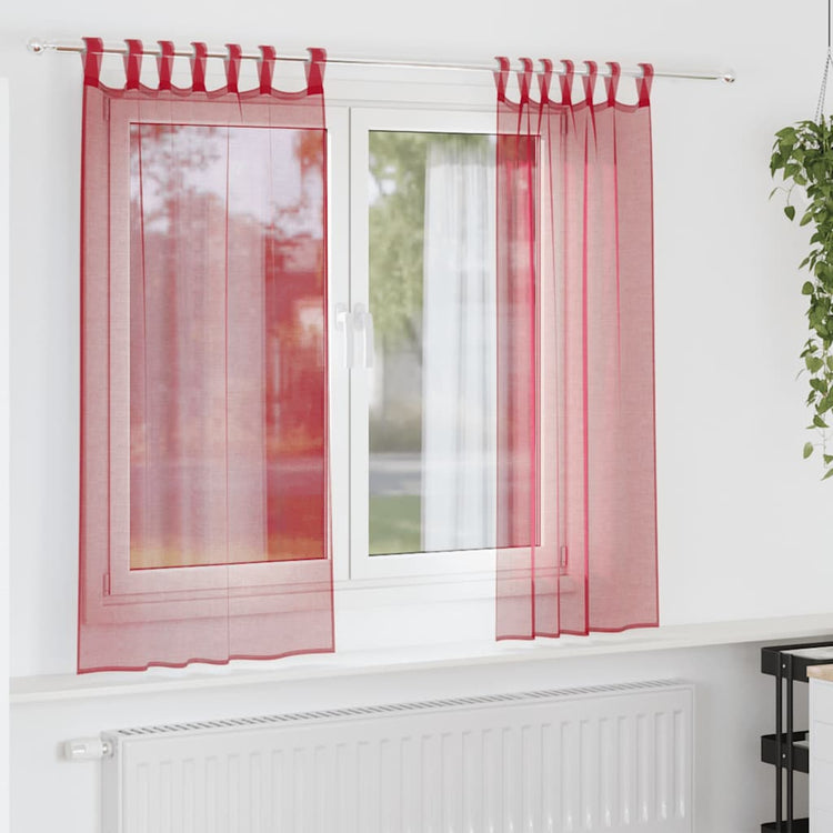 Vidaxx Gardinen Voile mit Schlaufen 2 Stück 140x175 cm weinrot