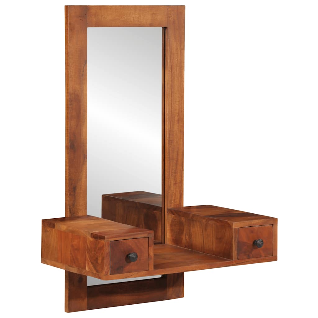 Vidaxl -Wandspiegel mit Schubladen 60x33x90 cm Festes Akazieholz