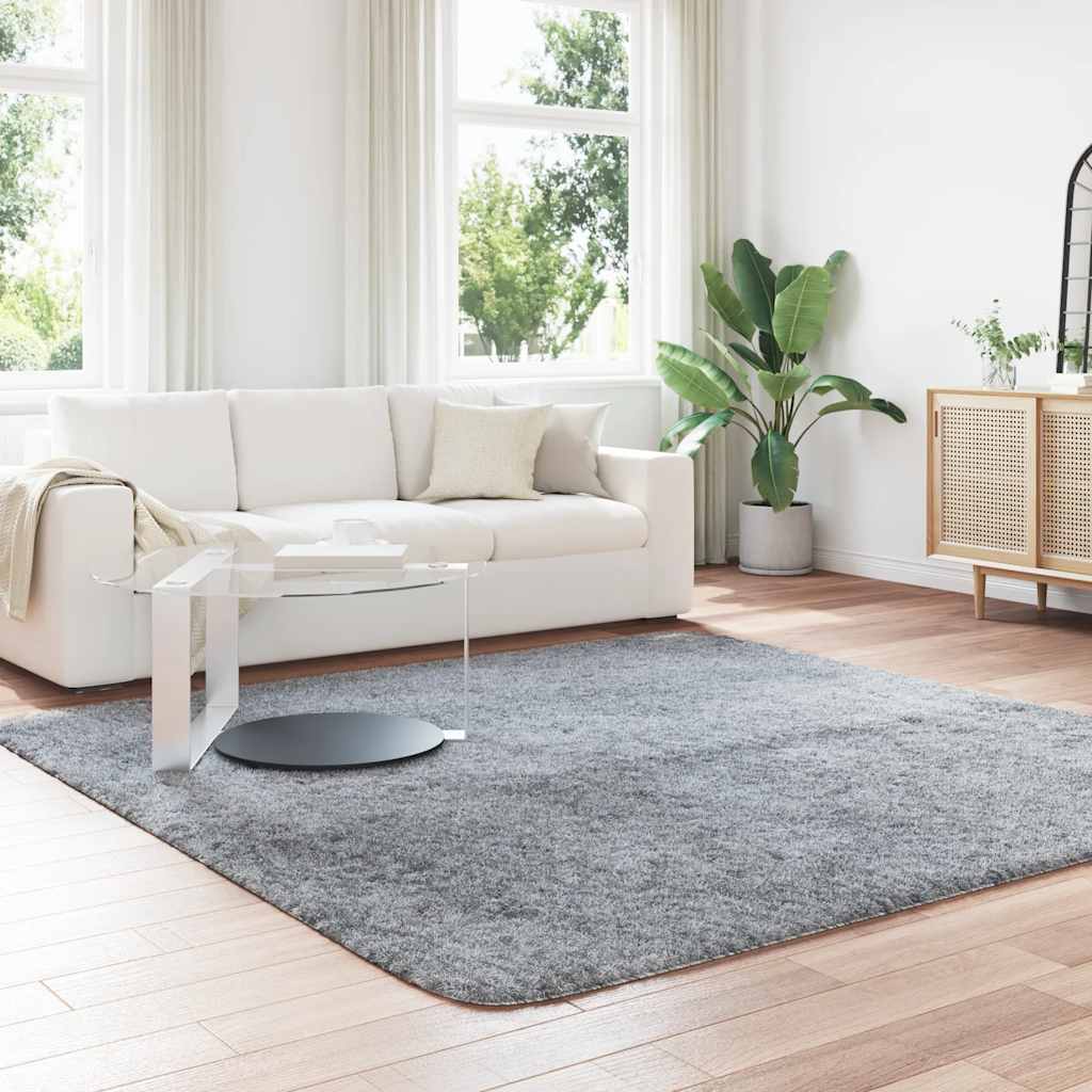 Vidaxx Hochflorteppich Navarra 240x240 cm Polyester hellgrau