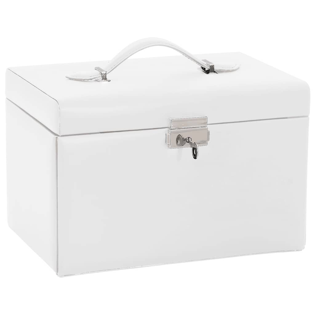 Vidaxx Schmuckkästchen 3-lagig mit Spiegel abschließbar 26x18x17,5 cm weiß