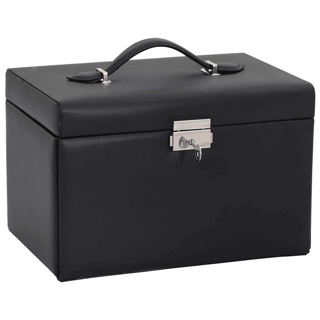 Vidaxx Schmuckkästchen 3-lagig verspiegelt abschließbar 26x18x17,5 cm schwarz