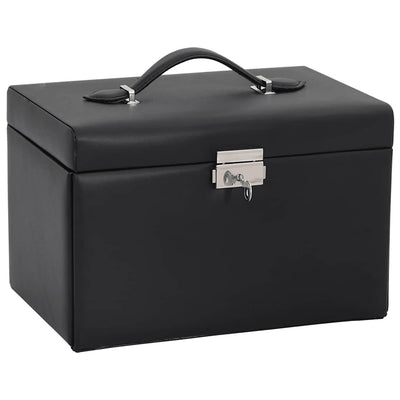 Vidaxx Schmuckkästchen 3-lagig verspiegelt abschließbar 26x18x17,5 cm schwarz