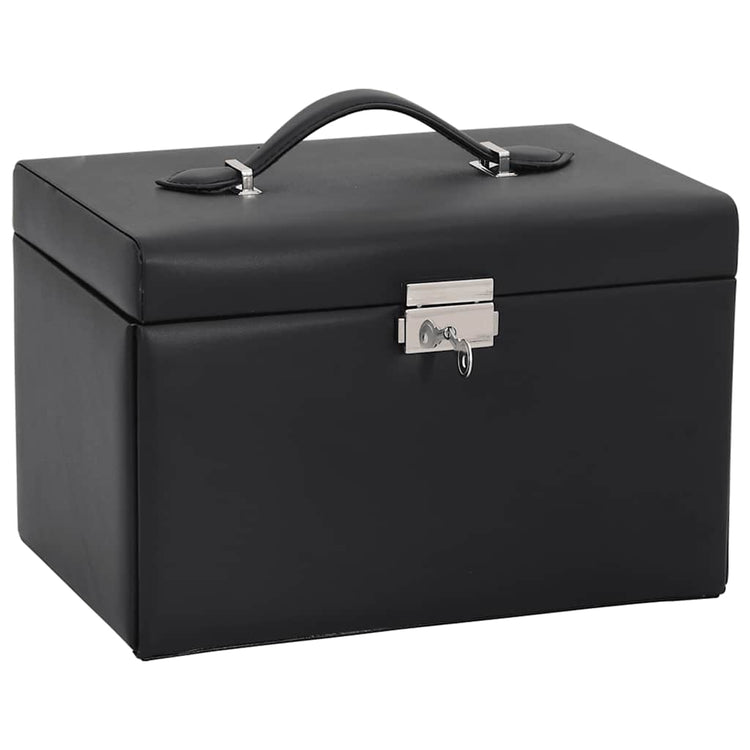 Vidaxx Schmuckkästchen 3-lagig verspiegelt abschließbar 26x18x17,5 cm schwarz